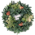 Live - Fresh Cut - Northwest Mixed Wreath - 20" - with Pinecones
