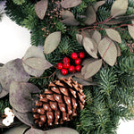 Live - Fresh Cut - Northwest Eucalyptus and Berry Wreath - 24"