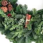 Live - Fresh Cut - Northwest Cinnamon Spice Wreath - 24"