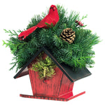 Live - Fresh Cut - Northwest Birdhouse Centerpiece - with Cardinal
