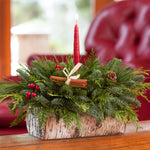 Live - Fresh Cut - Northwest Birch Log Centerpiece - with Candle
