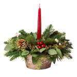 Live - Fresh Cut - Northwest Eucalyptus and Berry Tabletop - with Candle