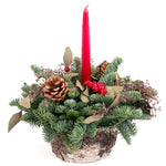 Live - Fresh Cut - Northwest Eucalyptus and Berry Tabletop - with Candle