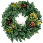 Live - Fresh Cut - Northwest Mixed Wreath with Pinecones - 20" - Decorated