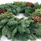 Live - Fresh Cut - Northwest Mixed Wreath with Pinecones - 20" - Decorated