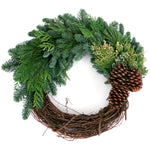 Live - Fresh Cut - Northwest Grapevine and Greens Wreath - 20"