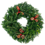Live - Fresh Cut - Blue Ridge Mountain Fraser Fir Wreath - 24" - with Pinecones and Berries