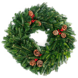 Live - Fresh Cut - Blue Ridge Mountain Fraser Fir Wreath - 24" - with Pinecones and Berries