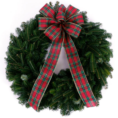 Live - Fresh Cut - Blue Ridge Mountain Fraser Fir Wreath - 24" - with Bow