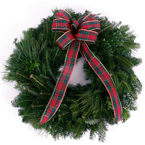 Live - Fresh Cut - Blue Ridge Mountain Mixed Window Wreath - 16" - with Bow