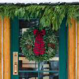 Live - Fresh Cut - Northwest Christmas Cabin Wreath with Bow - 24" - Decorated