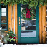 Live - Fresh Cut - Northwest Christmas Cabin Wreath with Bow - 24" - Decorated